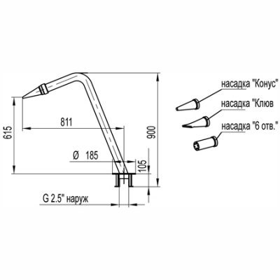 Размер ВОДЯНАЯ ПУШКА СО СМЕННЫМИ НАСАДКАМИ 25 м/час модель АС 01.002